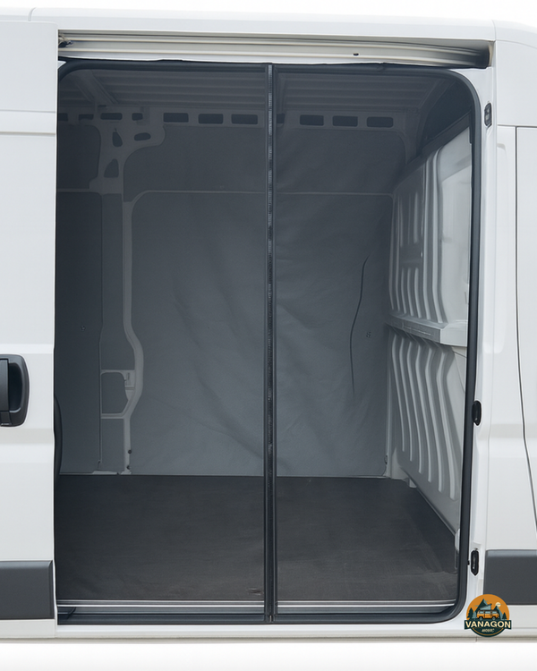 Magnetic Mosquito Net | Compatible with Fiat Ducato / RAM ProMaster / Peugeot Boxer 2022–2026 (Sliding Door + Rear Access) – BLACK