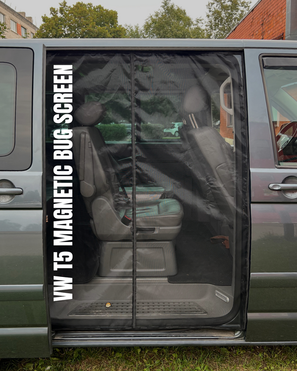 Magnetic Mosquito Net for VW T5 Sliding Door + Rear in BLACK