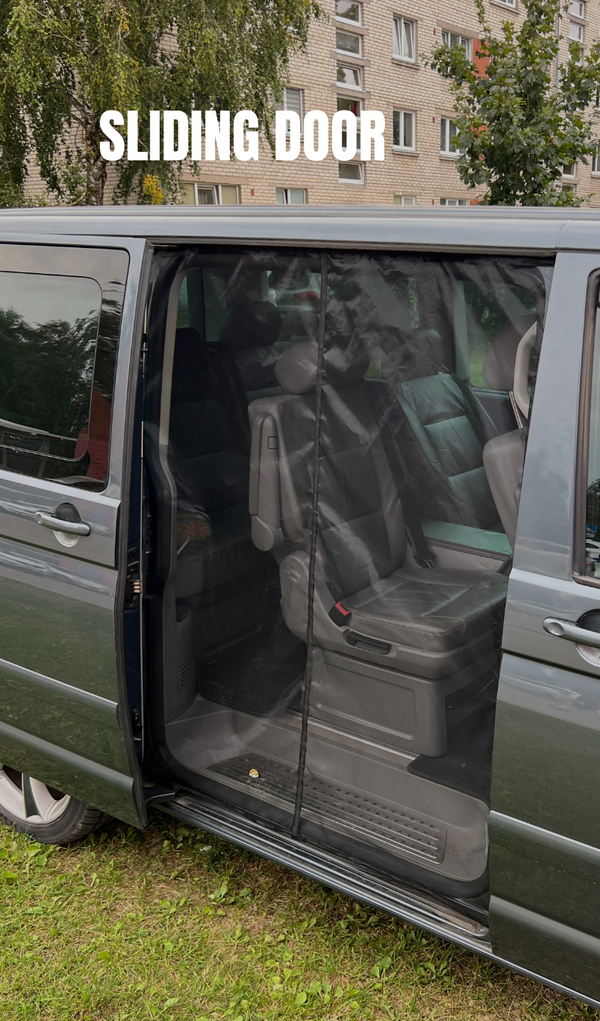 Magnetic Mosquito Net for VW T5 Sliding Door + Rear in BLACK