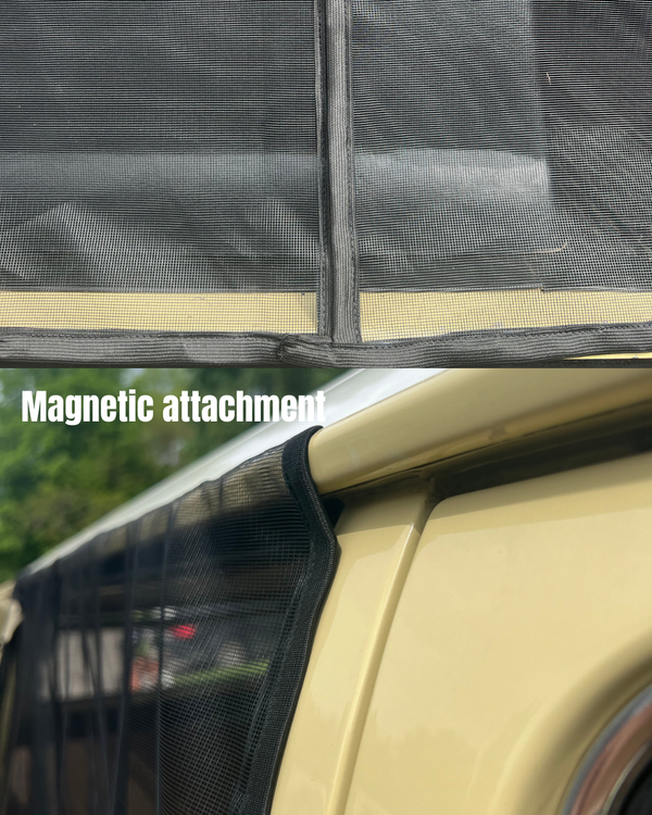 Magnetic Bug Screen for VW T2 Westfalia Sliding Door + Rear in BLACK