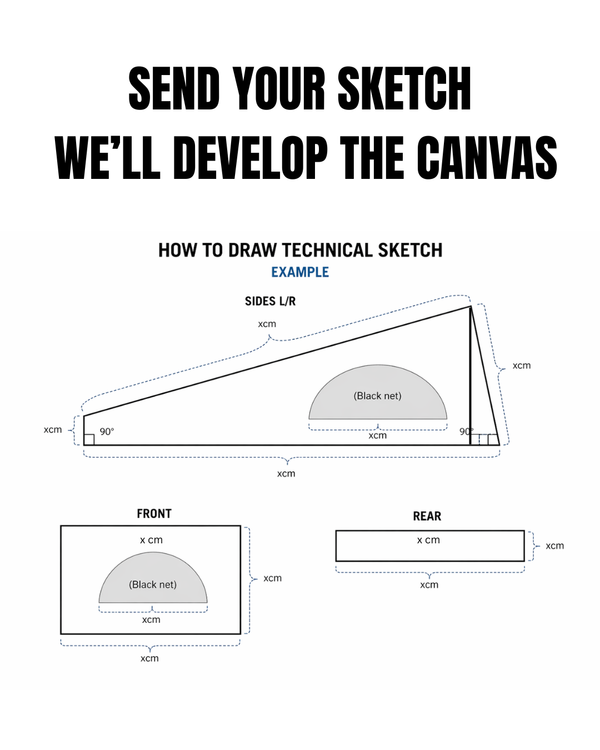 Custom Size Pop-Top Roof Replacement Canvas - Made to Your Technical Drawing