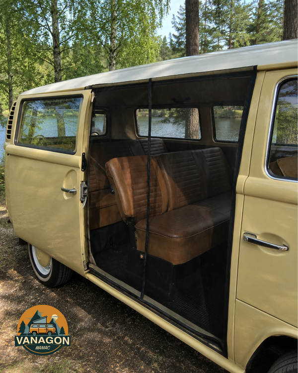 Magnetic Bug Screen for VW T2 Westfalia Sliding Door + Rear in BLACK