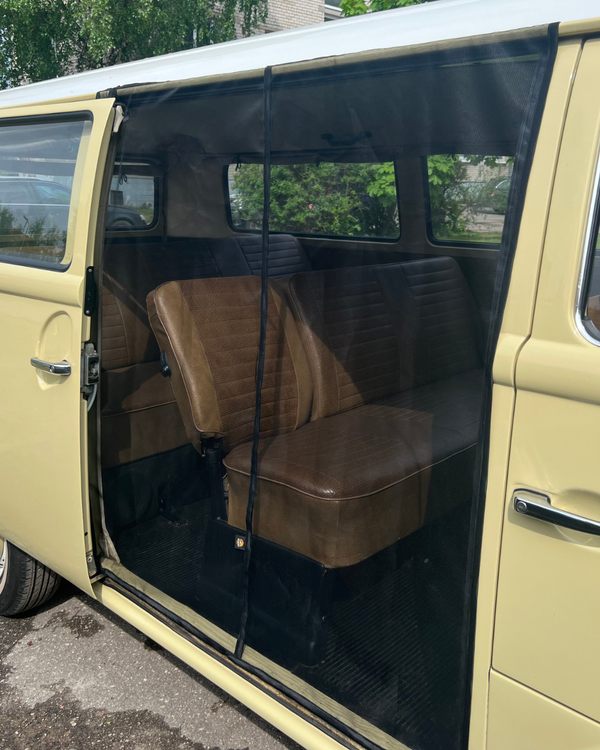 Magnetic Bug Screen for VW T2 Westfalia Sliding Door + Rear in BLACK