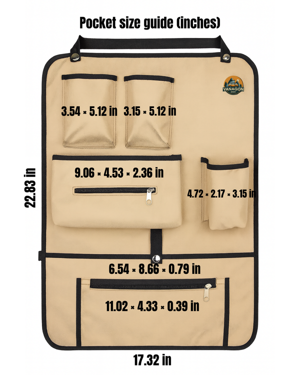 VW T3 / T25 Rear Seat Organizer (Universal Fit) | Multi-Pocket Campervan Storage