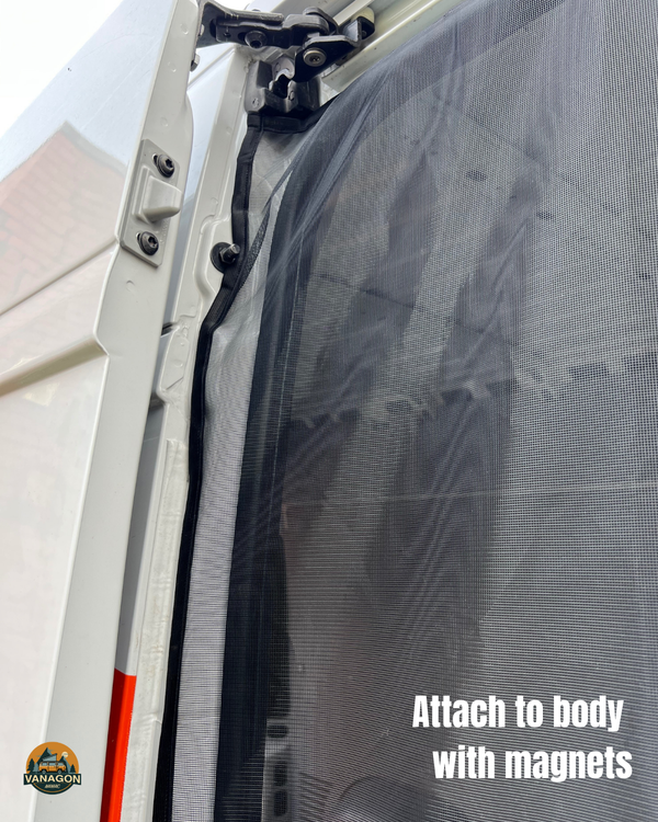 Magnetic Mosquito Net | Compatible with Fiat Ducato / RAM ProMaster / Peugeot Boxer 2022–2026 (Sliding Door + Rear Access) – BLACK