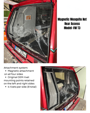 Magnetic Mosquito Screen Compatible with VW T3 in BLACK