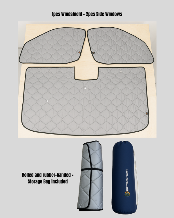 Thermal Blinds Set Compatible with Fiat Ducato, RAM ProMaster, BOXER 2022-2026 - Side Windows & Windshield - Vanagon Maniac