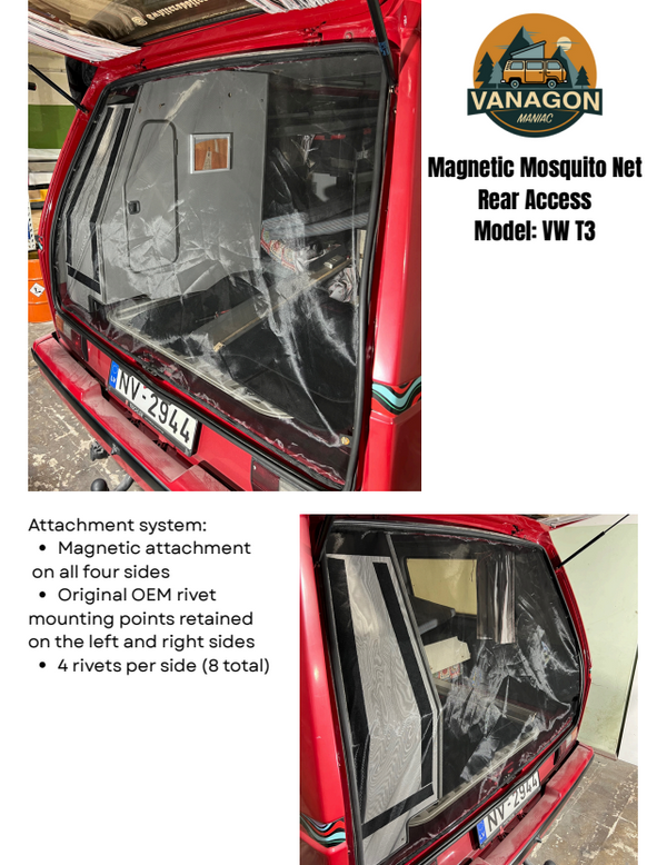 Magnetic Mosquito Screen for VW T3 in BLACK
