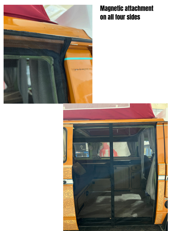 Magnetic Mosquito Screen for VW T3 in BLACK
