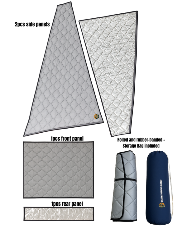 Set of t3 westfalia pop up roof thermal insulation with packaging on a white background