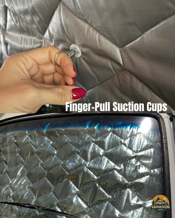 t3 windshield insulation panel with suction cup finger pull
