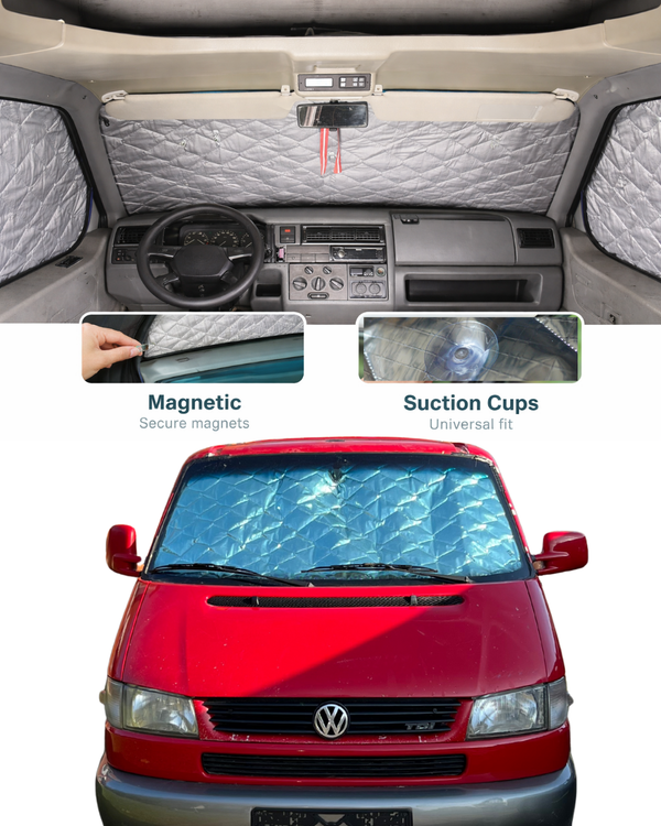 Magnetic Insulation Set for VW T4 Cockpit - Side Windows & Windshield (3 panels)